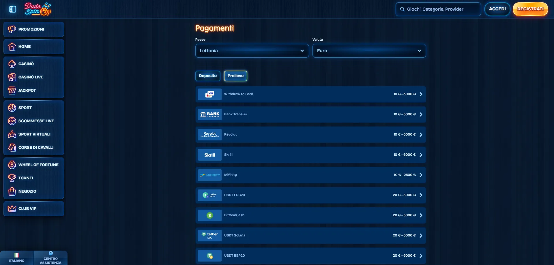Metodi di pagamento sicuri su Dudespin Casino mobile