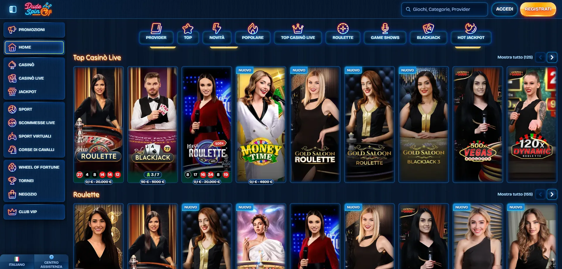 Dudespin live casino — tavoli con dealer professionisti in diretta